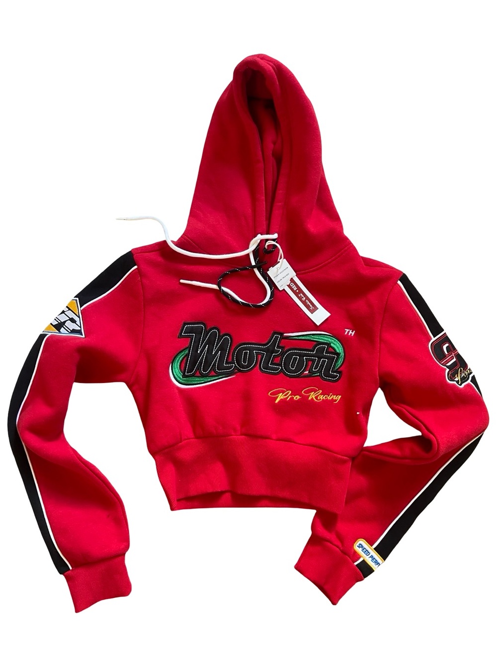 Smoke Rise Red Team Motor Pro Racing Cropped Hoodie Sweatshirt size S